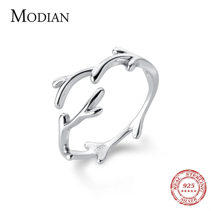 Irregular Branches Ring 925 Sterling Silver Adjustable Size