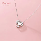 925 Silver Hearts Pendant Necklace Link Chain Fine Jewelry