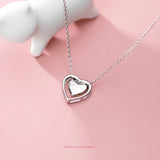 925 Silver Hearts Pendant Necklace Link Chain Fine Jewelry