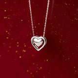 925 Silver Hearts Pendant Necklace Link Chain Fine Jewelry