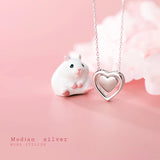 925 Silver Hearts Pendant Necklace Link Chain Fine Jewelry
