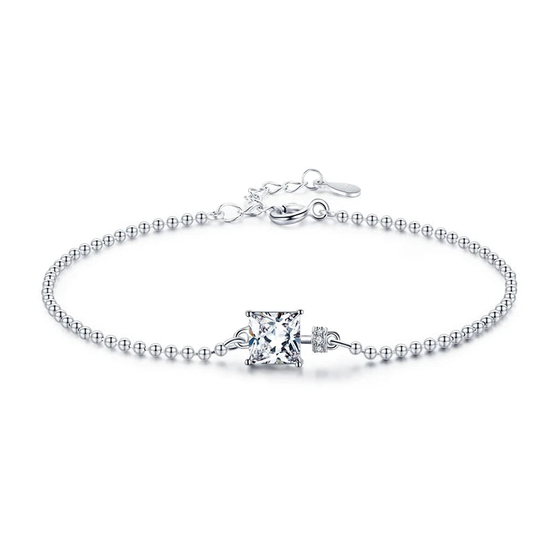Clear CZ Bracelets 925 Sterling Silver Chain Bracelet for Wedding