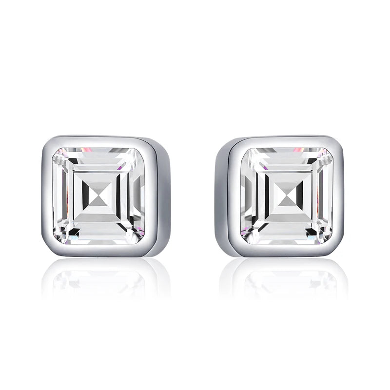 925 Silver Clear CZ Stud Earrings for Women