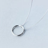 Sterling Silver Minimal Round Pendant Necklace for Women