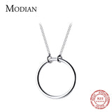 Sterling Silver Minimal Round Pendant Necklace for Women