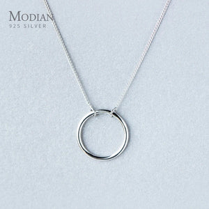 Sterling Silver Minimal Round Pendant Necklace for Women