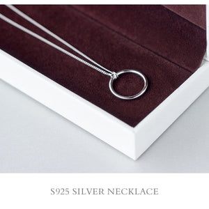 Sterling Silver Minimal Round Pendant Necklace for Women
