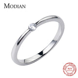 Sterling Silver Zircon Stackable Slim Ring for Women