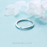Sterling Silver Zircon Stackable Slim Ring for Women