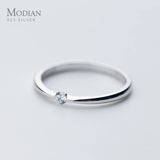 Sterling Silver Zircon Stackable Slim Ring for Women