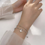 925 Sterling Silver Rabbit Love Heart Charm Bracelet