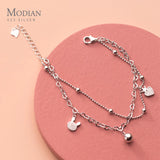 925 Sterling Silver Rabbit Love Heart Charm Bracelet