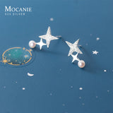 Sterling Silver Star Darts Pearl Stud Earrings