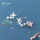 Sterling Silver Star Darts Pearl Stud Earrings