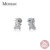 CZ Dinosaur 925 Sterling Silver Stud Earrings for Women