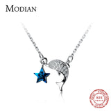 CZ Dolphins Silver Pendant Necklace for Women