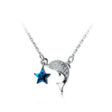 CZ Dolphins Silver Pendant Necklace for Women