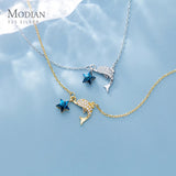 CZ Dolphins Silver Pendant Necklace for Women
