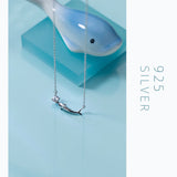 925 Sterling Silver Dolphin CZ Necklace for Women
