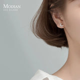 Lovely Plant CZ Semicircle Stud Earring