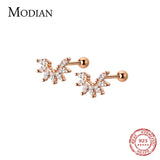 Lovely Plant CZ Semicircle Stud Earring
