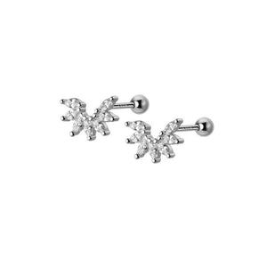 Lovely Plant CZ Semicircle Stud Earring