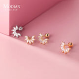 Lovely Plant CZ Semicircle Stud Earring