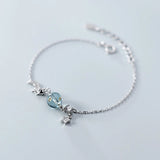 925 Silver Star Moon Bracelet, Colorful Crystal Shining Charm Jewelry