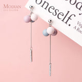 Colorful Balloon Drop Earring 925 Silver Zircon Tassel Jewelry