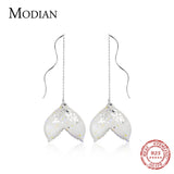 Colorful Mermaid Tail Dangle Earring 925 Silver Geometric Wave Drop Fine Jewelry