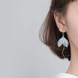 Colorful Mermaid Tail Dangle Earring 925 Silver Geometric Wave Drop Fine Jewelry