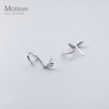 Snake Stud Earrings 925 Silver Green Zirconia Jewelry Women