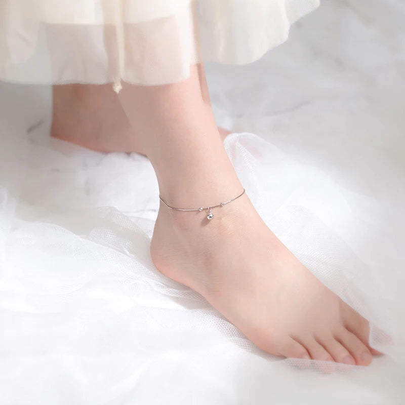 925 Sterling Silver Japanese Style Anklet for Women
