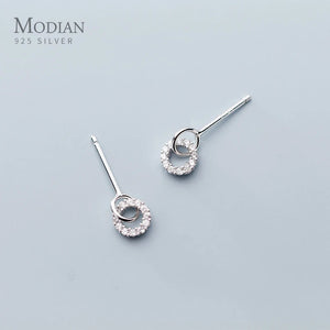 CZ Swing Stud Earrings Sterling Silver 925 Women Wedding