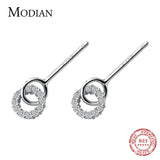 CZ Swing Stud Earrings Sterling Silver 925 Women Wedding