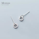 CZ Swing Stud Earrings Sterling Silver 925 Women Wedding