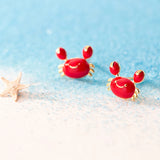 925 Sterling Silver Enamel Crab Stud Earrings for Women