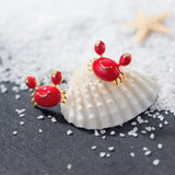 925 Sterling Silver Enamel Crab Stud Earrings for Women