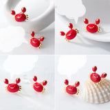 925 Sterling Silver Enamel Crab Stud Earrings for Women