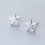 Starfish Stud Earring 925 Sterling Silver Zircon Wedding Jewelry