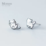 Lucky Cat Stud Earrings 925 Sterling Silver Cute Jewelry for Girl Kids
