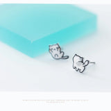 Lucky Cat Stud Earrings 925 Sterling Silver Cute Jewelry for Girl Kids