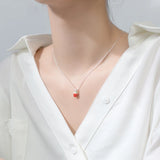 Strawberry Pendant Necklace 925 Sterling Silver Fine Jewelry Bijoux
