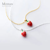 Strawberry Pendant Necklace 925 Sterling Silver Fine Jewelry Bijoux