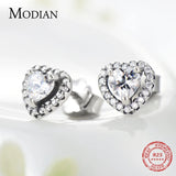 925 Silver CZ Heart Stud Earrings Wedding Jewelry