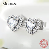 925 Silver CZ Heart Stud Earrings Wedding Jewelry