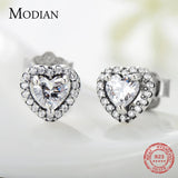925 Silver CZ Heart Stud Earrings Wedding Jewelry