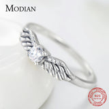 925 Silver Angel Wings CZ Finger Ring Women's Unique Jewelry