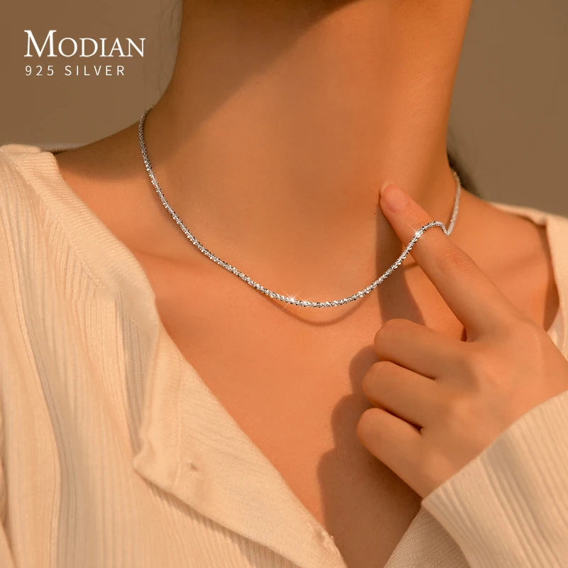 Adjustable Necklace 925 Sterling Silver Jewelry Mode Accessories