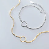 925 Silver Zircon Circle Bracelet Geometric Chain